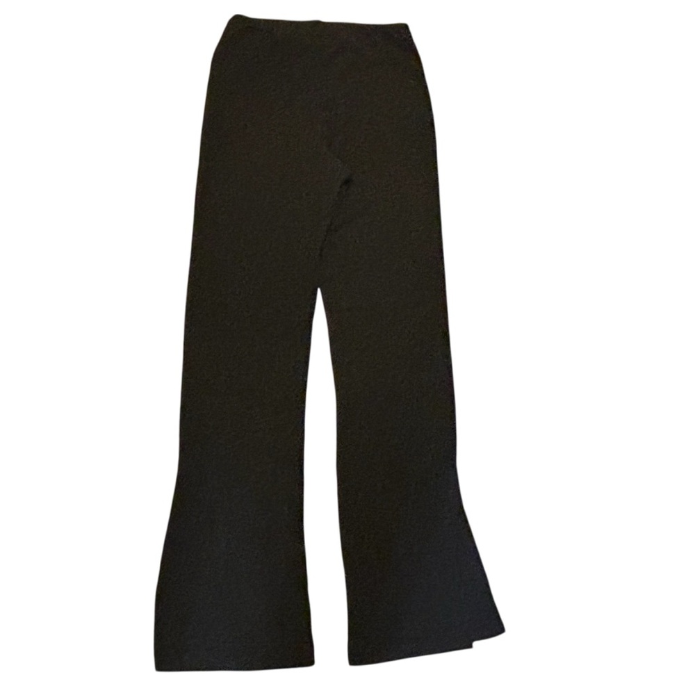 H&M Pants Small Black Crepe Textured Knit Flare BootCut Elastic Waist Side Slits - Picture 7 of 13